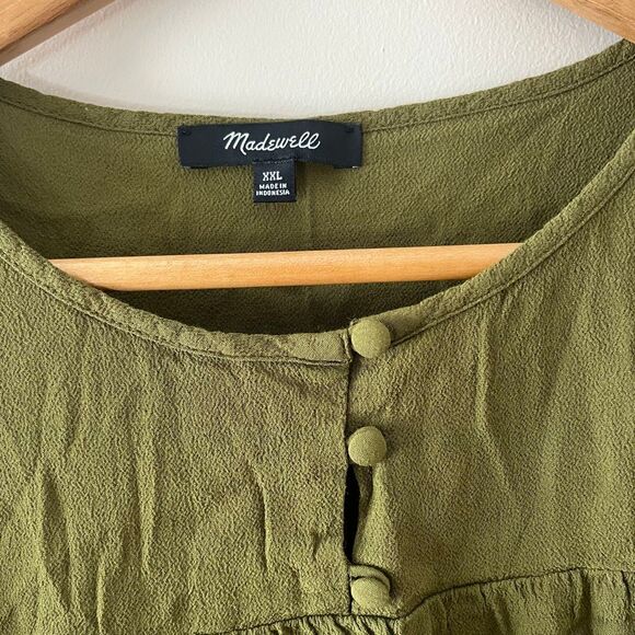 Madewell Green Babydoll Mini Dress Size XXL - Picture 5 of 8